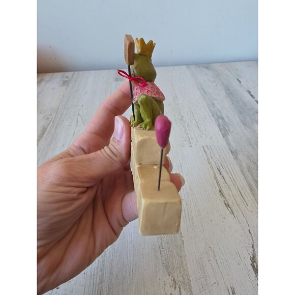 Vintage Suzi kiss Prince frog blossom bucket statue figurine Valentine's Day dec - Picture 5 of 8